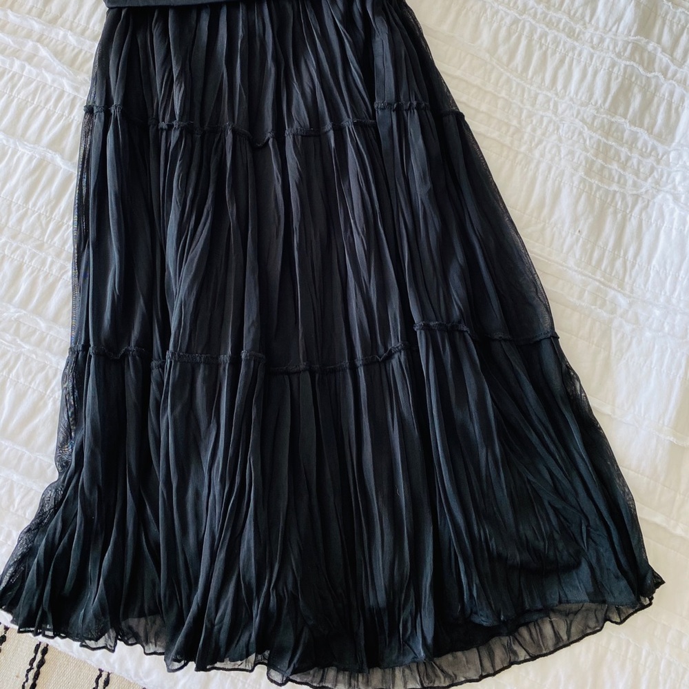 Black layered midi skirt